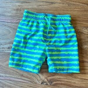 Cat & Jack Green & Blue Striped Swim Trunks
